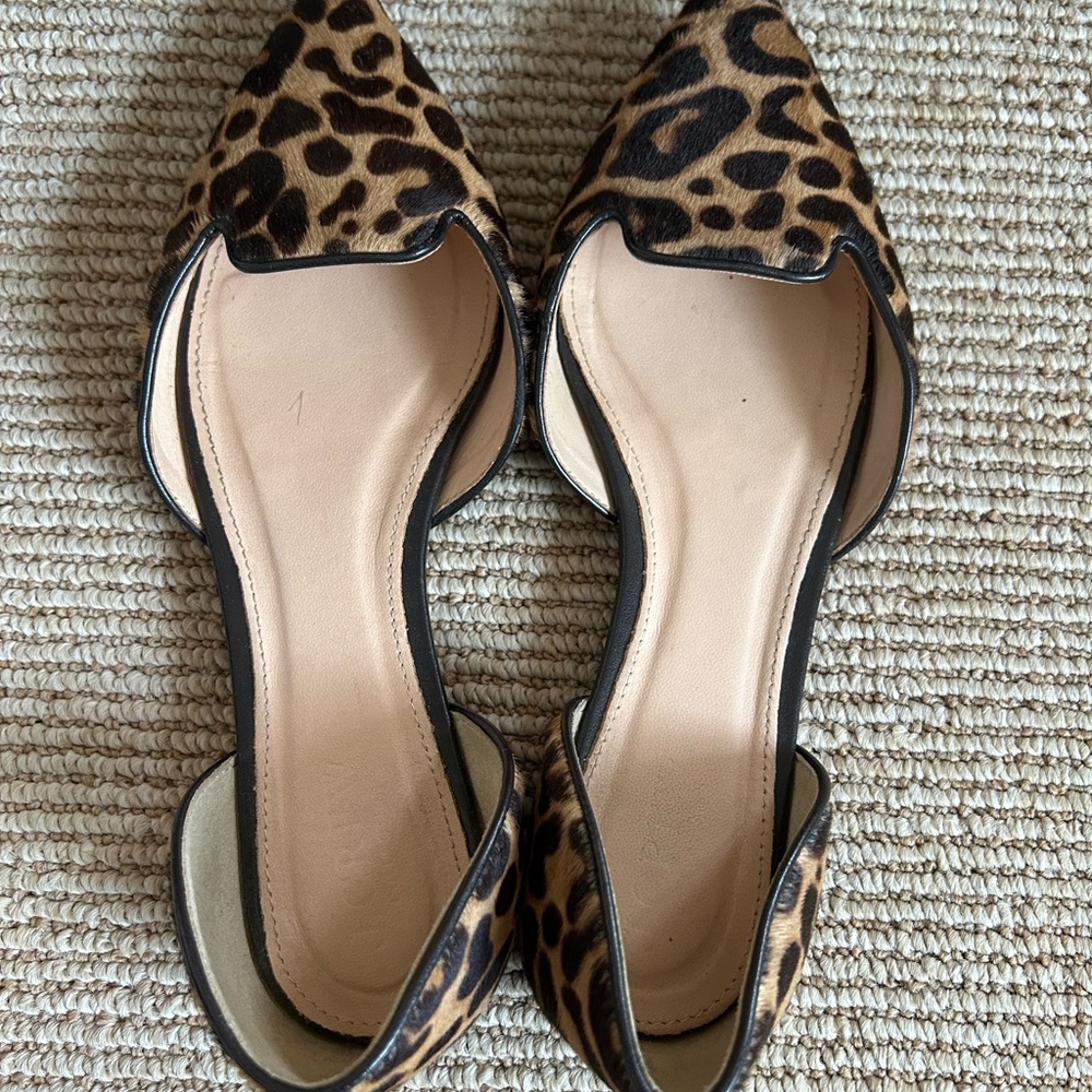 J crew leopard print mohair flats